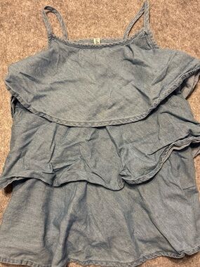 fabkids Blue Layered Chambray Tank Top